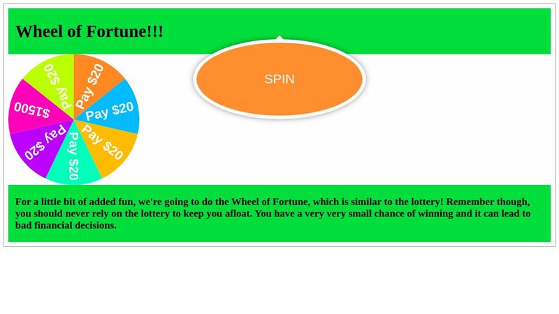Wheel of fortune code