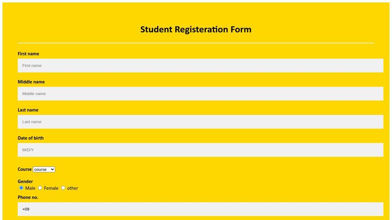 student registeration form