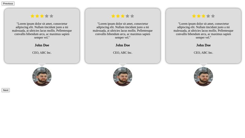 Simple testimonial template with html and css