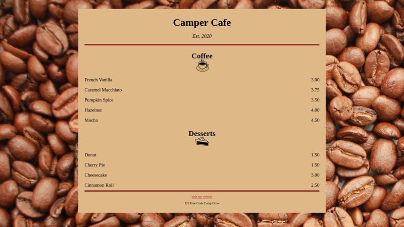 coffee menu css practice