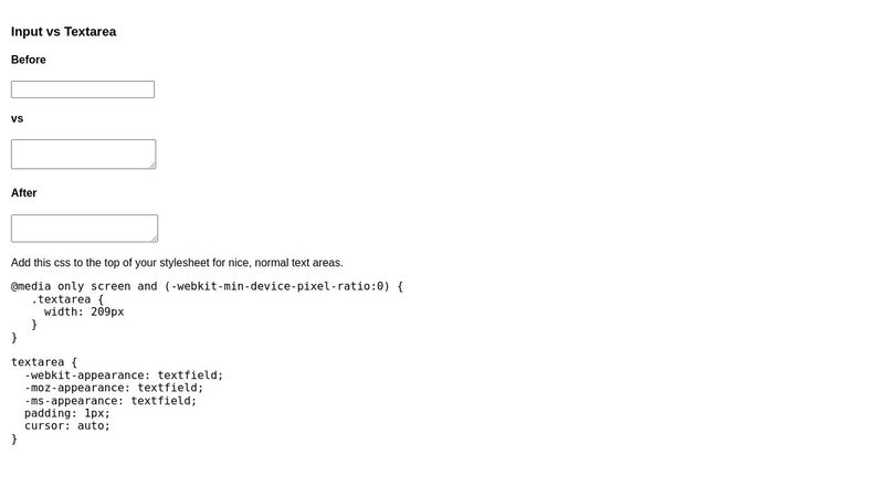 Textarea vs Input[type=