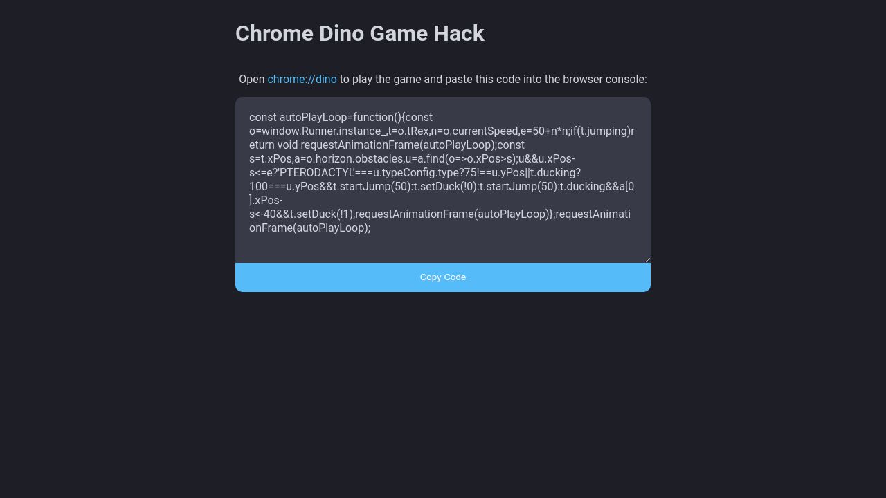 Chrome Dino game hack