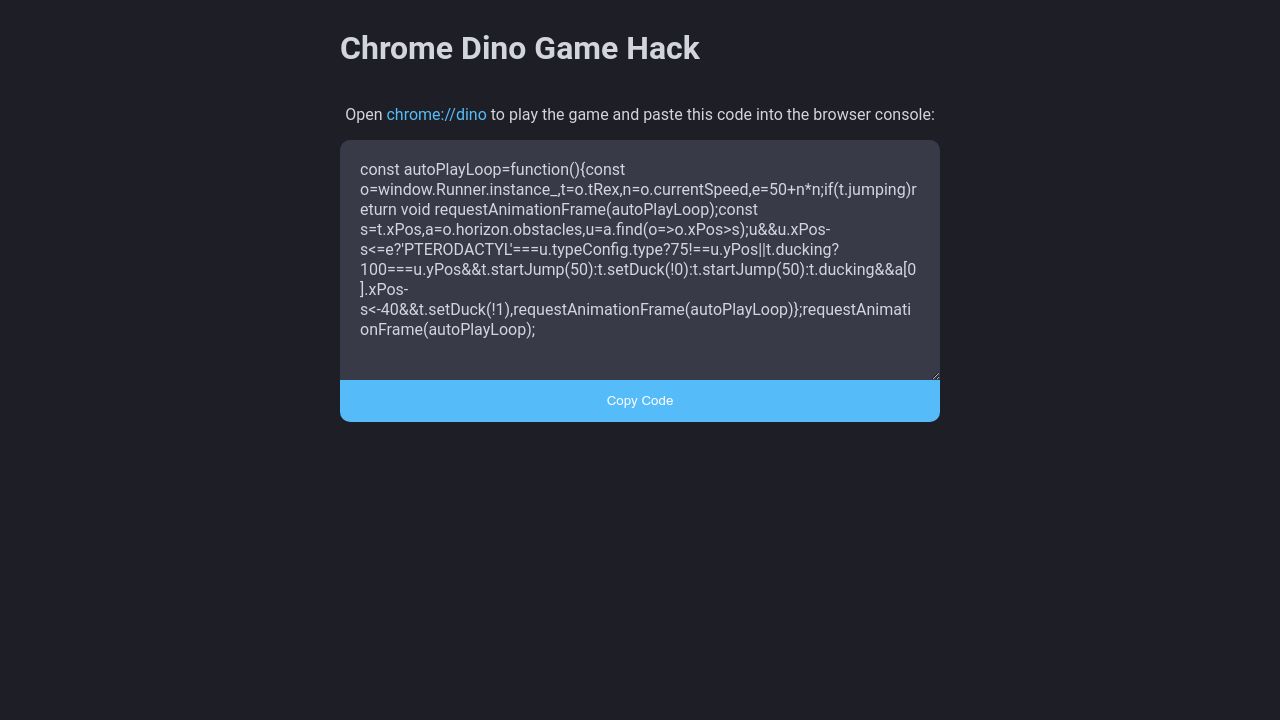 Como hackear o jogo do Dinossauro no Google Chrome?