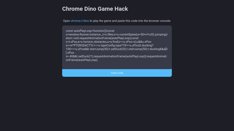 CodePen - Chrome Dino game hack