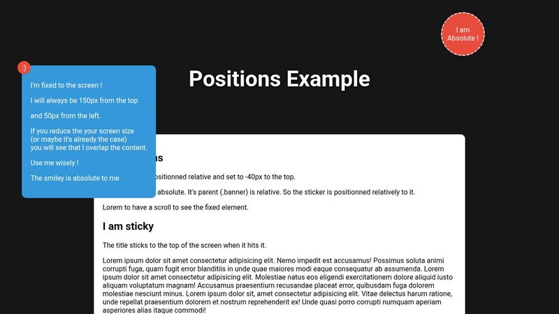 CSS Positions example