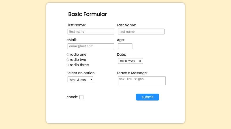 formular basic form html css responsive form