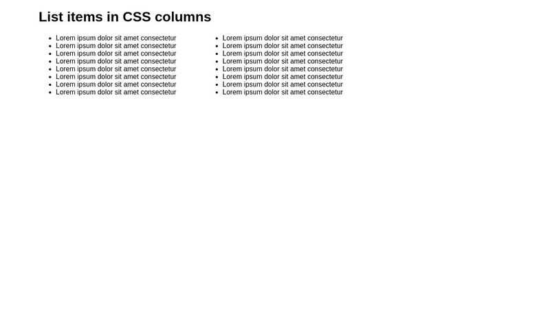 CodePen - List items in CSS columns