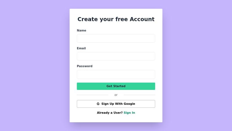 Responsive Sign Up form Tailwind