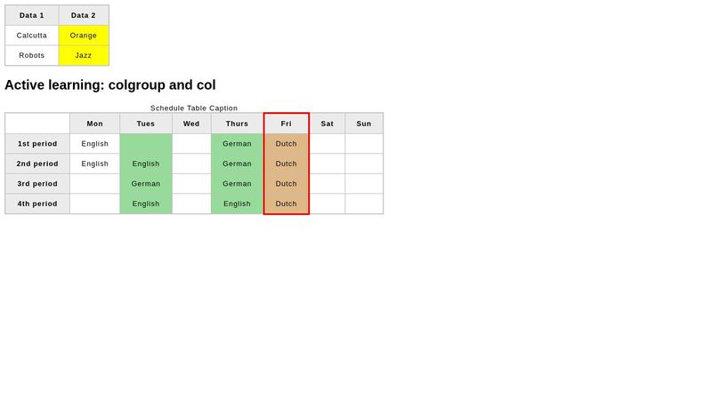 HTML Tables - Styling