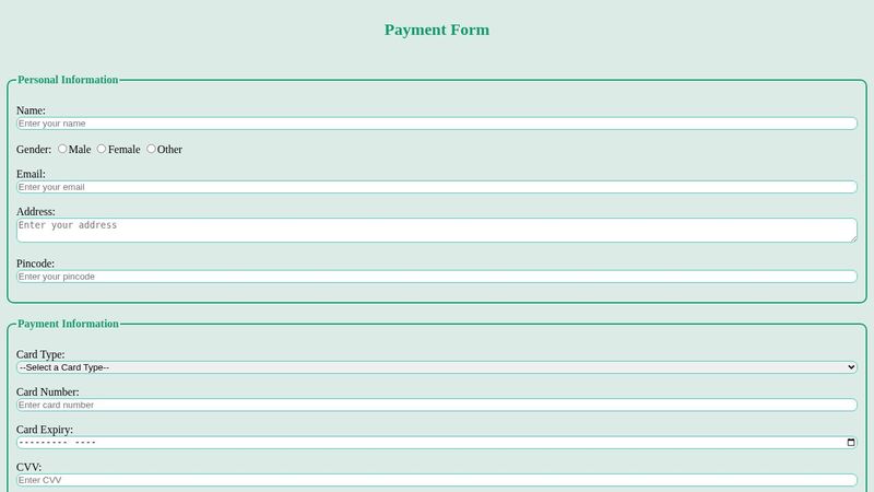 Payment Form(HTML CSS)
