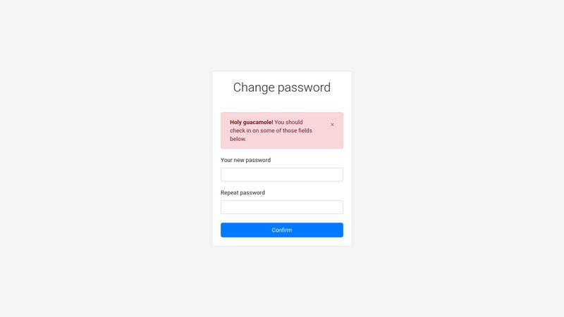 New Password Page Bootstrap 4