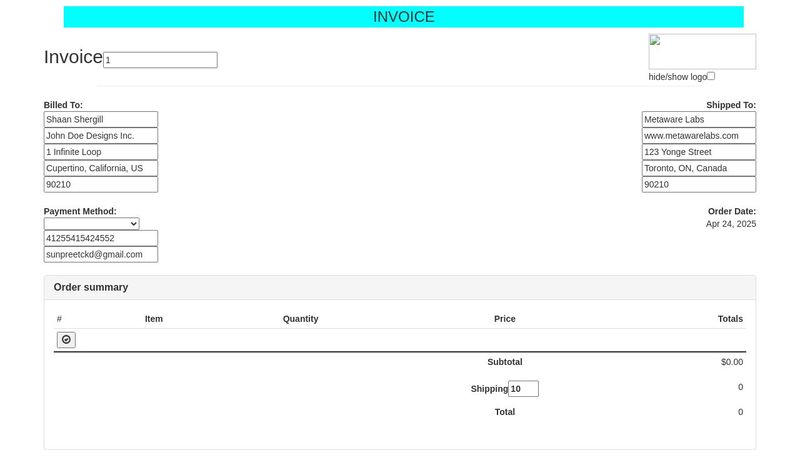 Angular Invoice