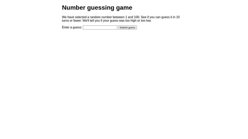 Number guessing game template