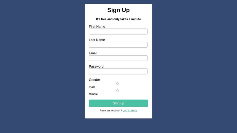 Sign up code
