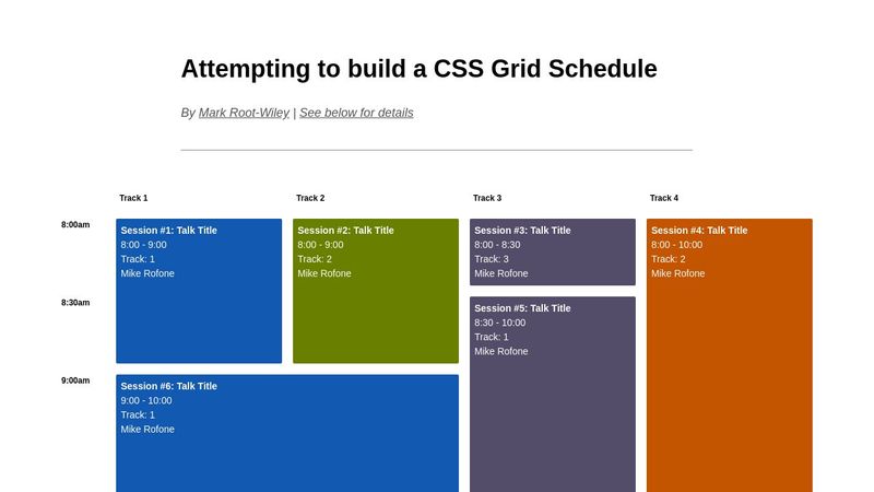 Tracked Session Schedule with CSS Grid v1