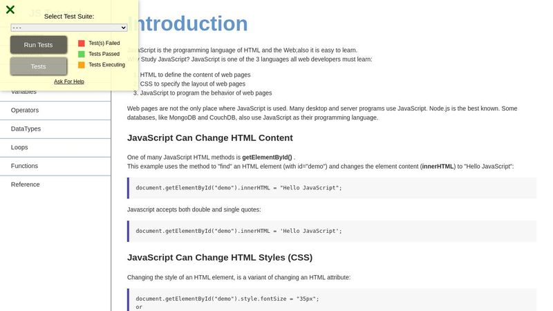 JS Documentation Page