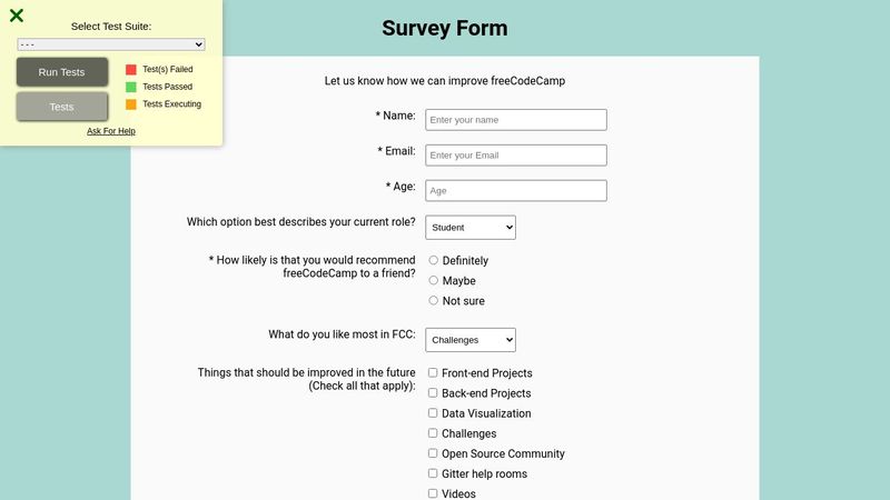 Survey form (freeCodeCamp)