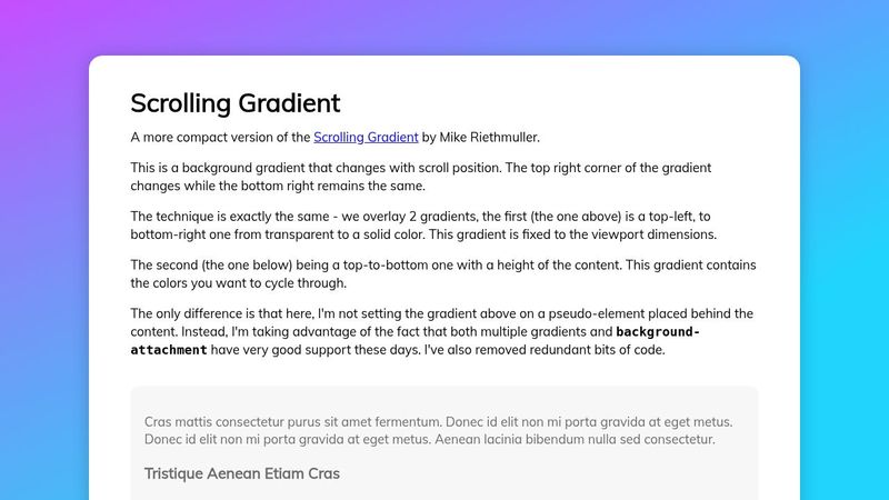 Scrolling Gradient with 1 CSS declaration!