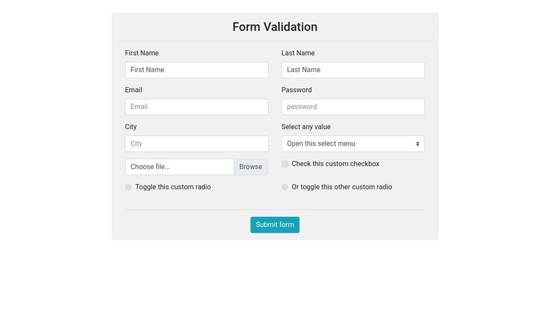 Bootstrap 4 Form Validation