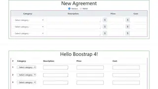 Table with Input cells - Bootstrap 4