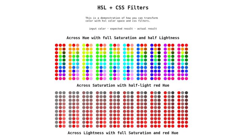 Transforming colors with css filters