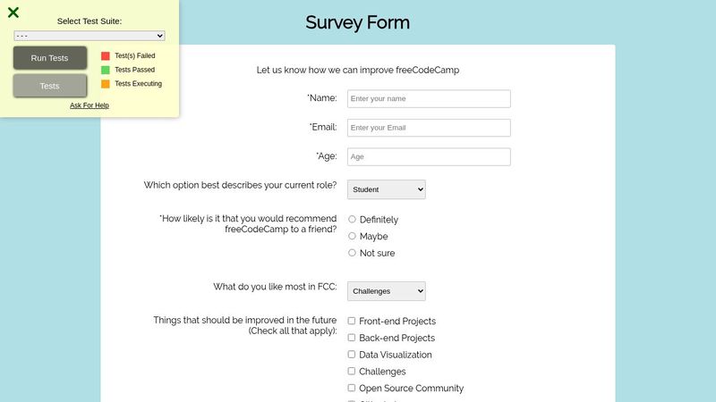 FCC Project: Survey Form
