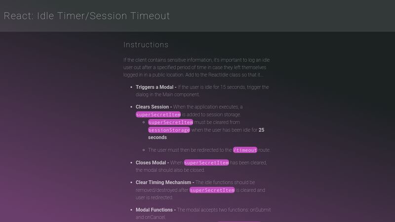 Idle Session Time out in React. The session of a web app is one of