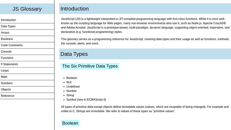 The JavaScript Programmer's Glossary