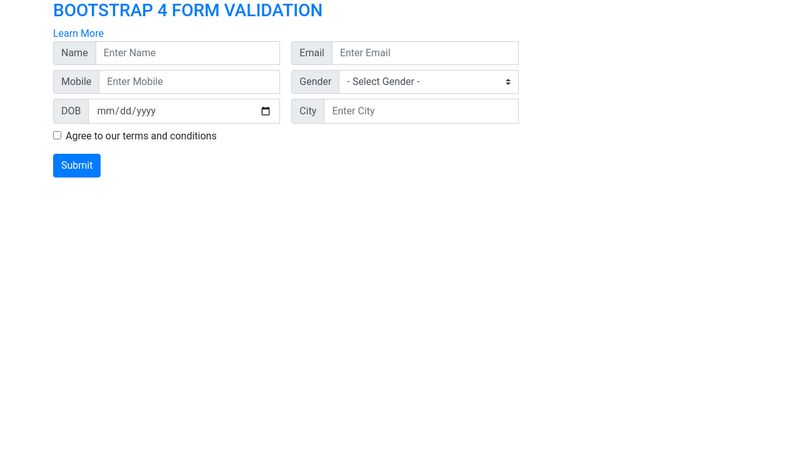 BOOTSTRAP 4 FORM VALIDATION