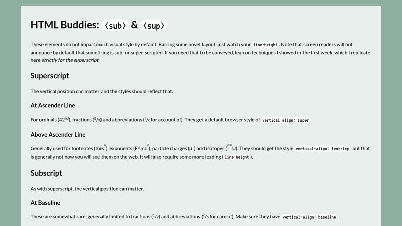 HTML Buddies: sub & sup