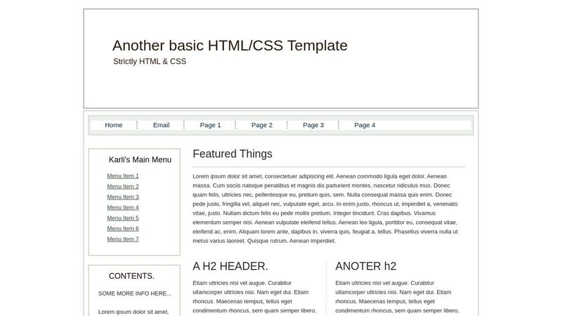 HTML CSS TEMPLATE - HOME PAGE.
