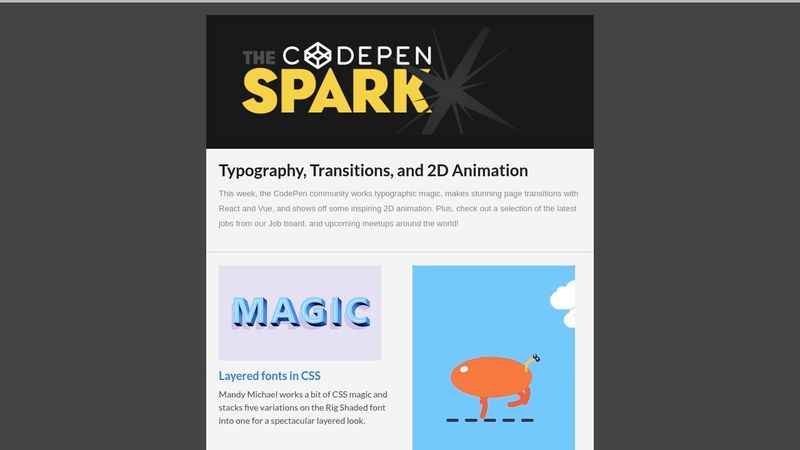 The CodePen Spark: Typography, Transitions, and 2D Animation
