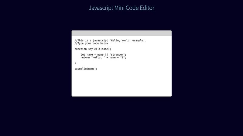 Javascript Mini Code Editor