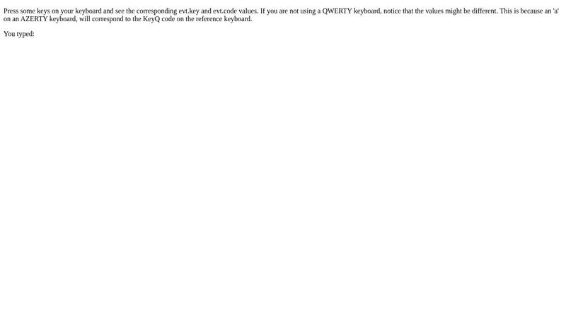 2 4 7 Example that displays the key and code values with your current ...