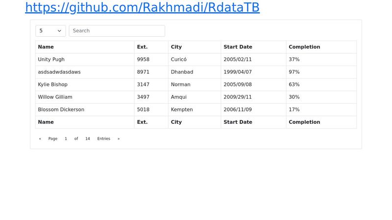 Simple Datatable without Jquery (Vannila Javascript)