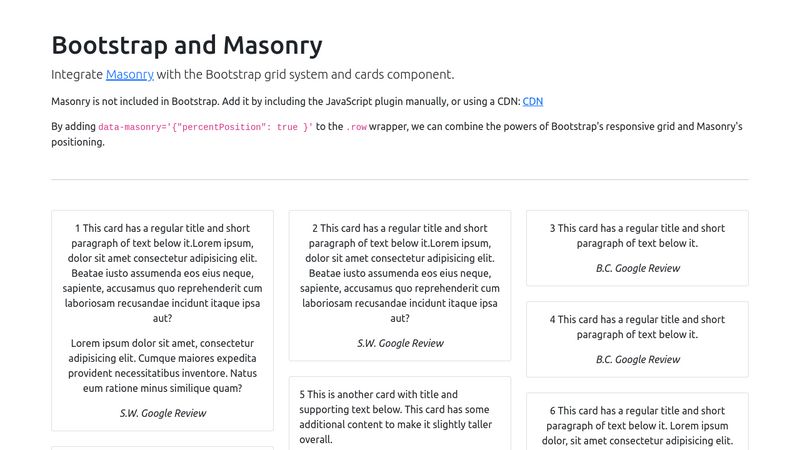 Bootstrap-5 Masonry Layout