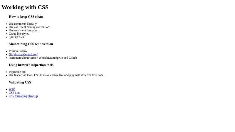 Working with CSS