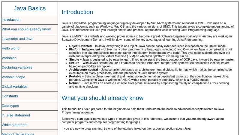 Java Documentation Page