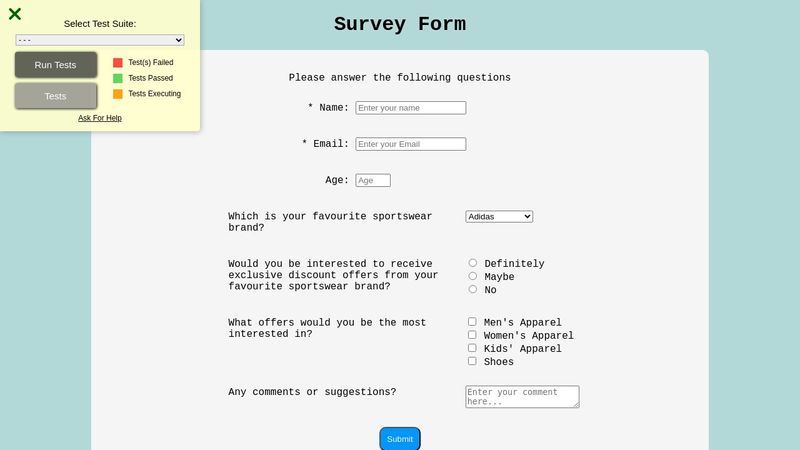 Build a Survey Form (FCC) [HTML, CSS]
