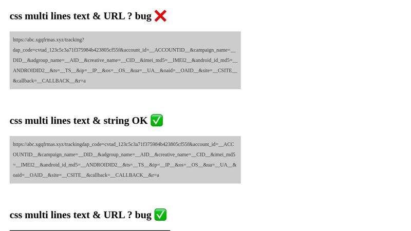 css multi lines text & string OK