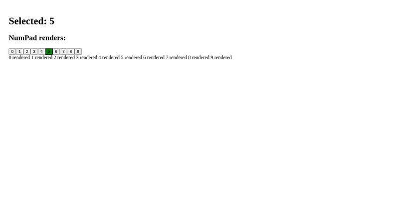 Number selection component - counting renders