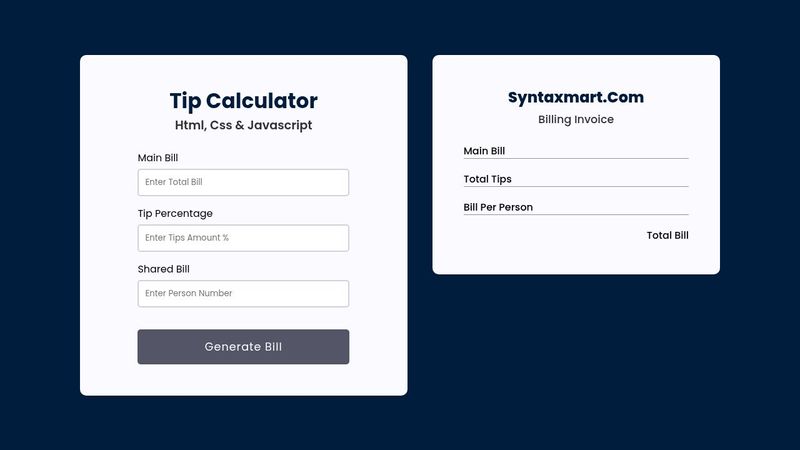 Tip Calculator With Html, Css & Javascript