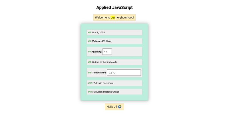 Applied JavaScript Activity