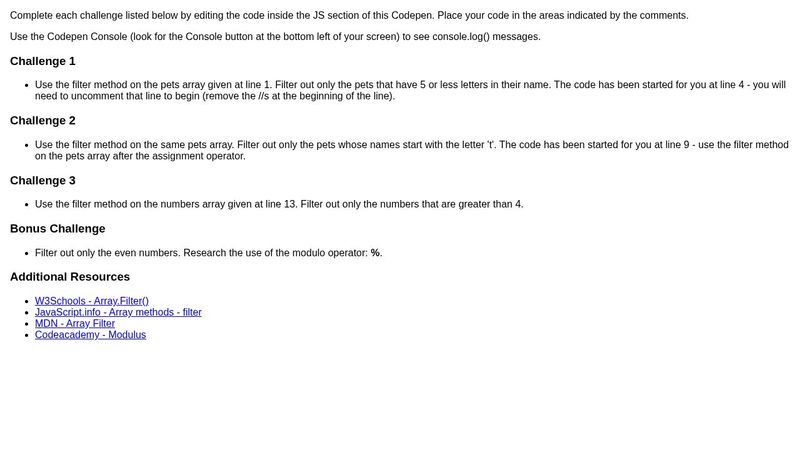 Code Challenge: Filter