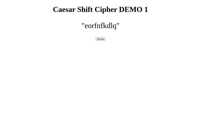 Caesar Shift Cipher DEMO 1