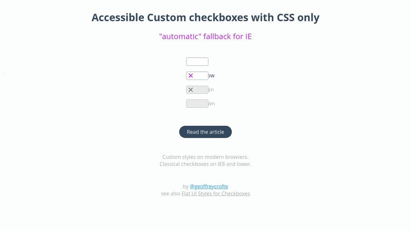 Accessible Custom Checkboxes with CSS only