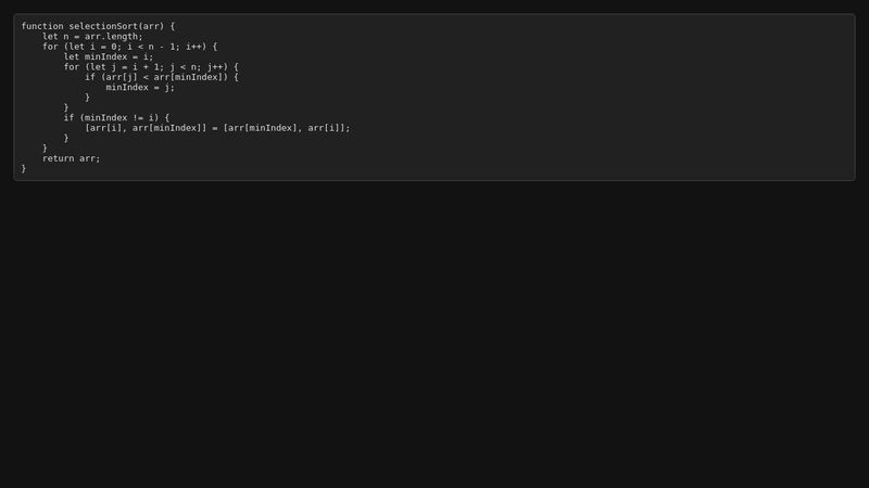 Selection Sort in Javascript