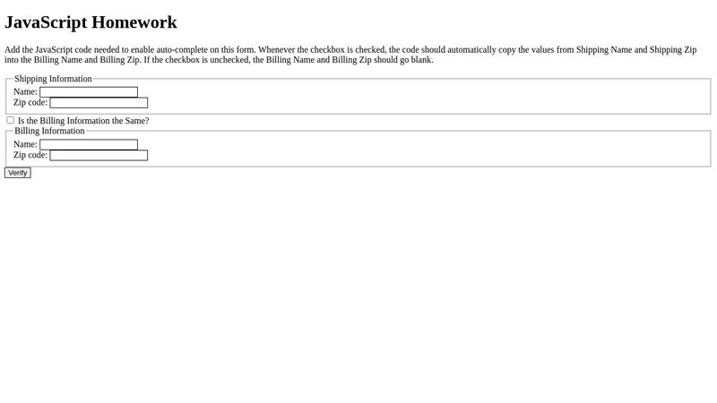 JS Homework - Billing Function