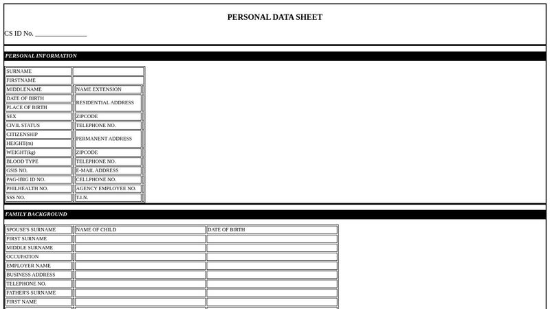 Personal Data Sheet