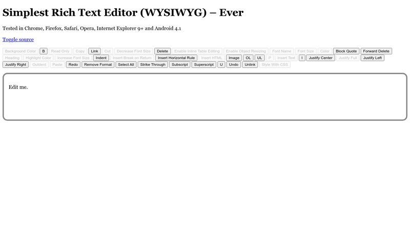 JavaScript Rich Text Editor, WYSIWYG editor in HTML5